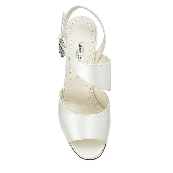 Manolo Blahnik Havelopa 90MM Crystal Buckle Satin Sandals - Picture 3 of 14